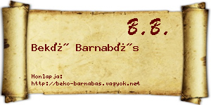Bekő Barnabás névjegykártya